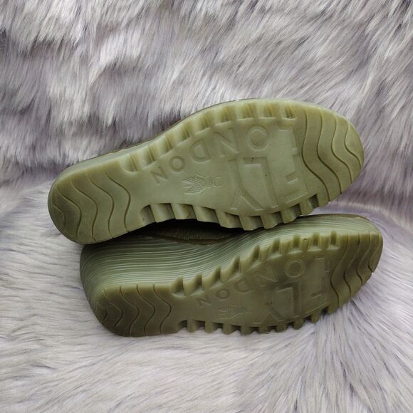 Fly London Leather Yala Wedge Peep Toe Perforated Sandals EU 37 US 6/6.5 Green - Picture 6 of 10